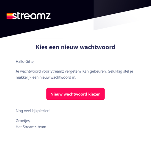 Mail nieuw wachtwoord